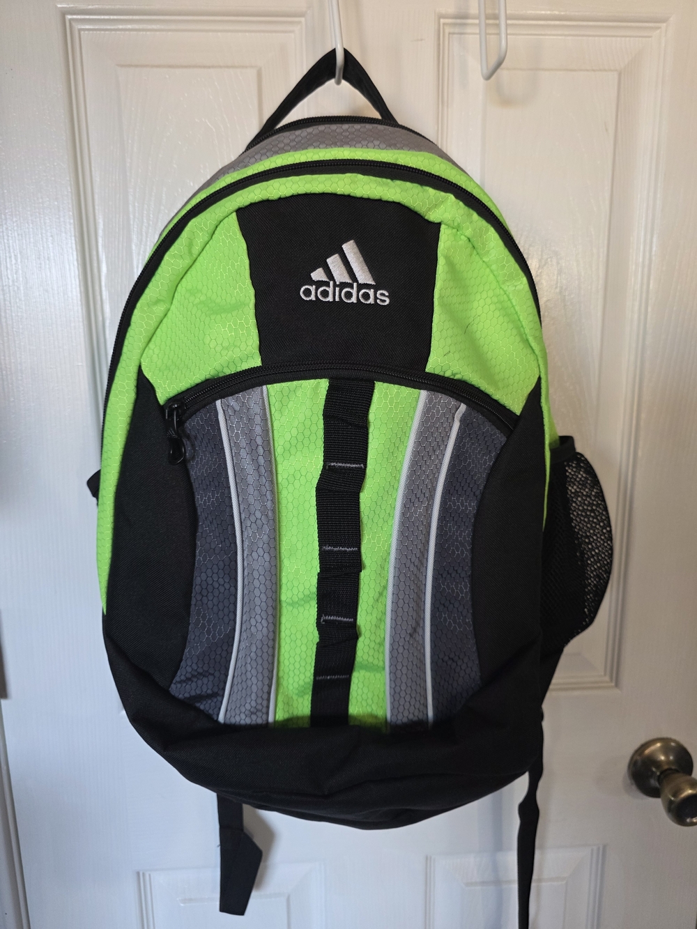 adidas Neon Green and Black Athletic Backpack with Gray Accents